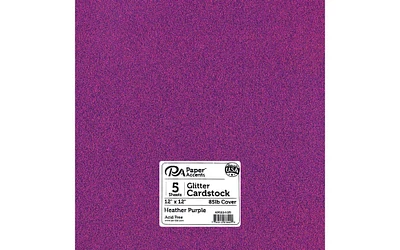 PA Paper Accents Glitter Cardstock 12" x 12" Champagne, 85lb colored cardstock paper for card making, scrapbooking, printing, quilling and crafts, 5 piece pack
