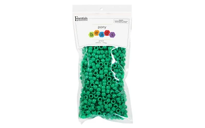 Essentials by Leisure Arts Pony Bead 6mm x 9mm Opaque Plastic Pony Beads Bulk 750 pieces for Arts, Crafts, Bracelet, Necklace, Jewelry Making, Earring
