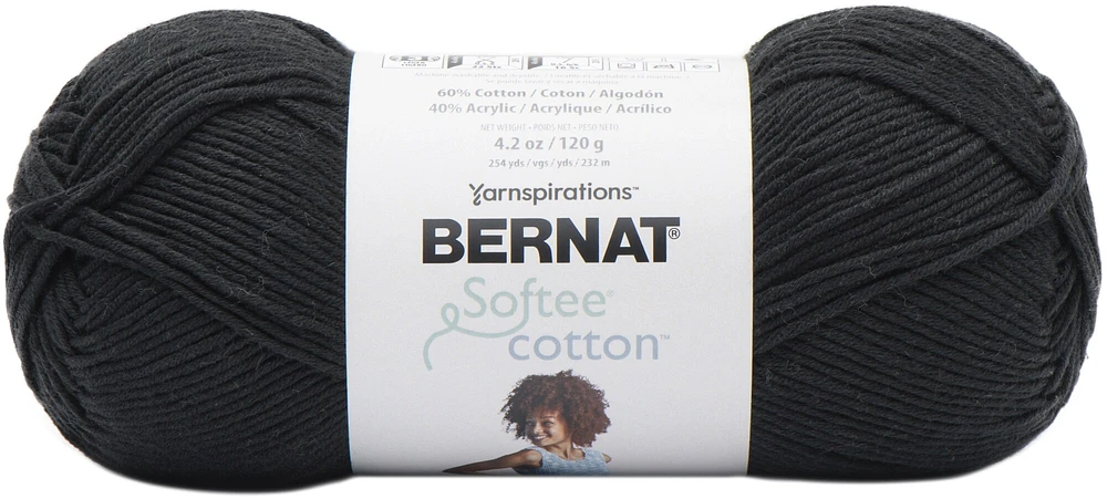 Bernat Softee Cotton Yarn-Black