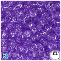 BeadTin Pale Amethyst Transparent 9mm Barrel Plastic Pony Beads (500pcs)