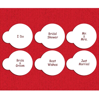 Wedding Lettering Cookie Stencil Set: Bride & Groom, Best Wishes, Just Married, I Do, Bridal Shower, Mr & Mrs | C826 by Designer Stencils | Cookie Decorating Tools | Stencils for Royal Icing, Dusting Powder | Reusable Food Grade Stencil