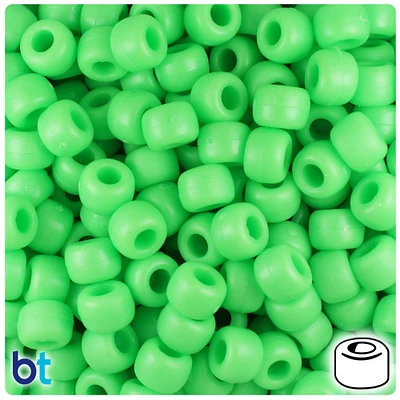 BeadTin Lime Matte 9mm Barrel Plastic Pony Beads (500pcs)