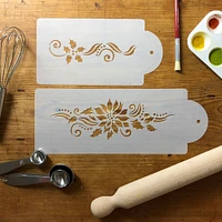 Poinsettia and Holly Sprays Cake Stencil Set | C725 by Designer Stencils | Cake Decorating Tools | Baking Stencils for Royal Icing, Airbrush, Dusting Powder | Reusable Plastic Food Grade Stencil for Cakes | Easy to Use & Clean Cake Stencil