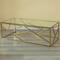 Decorative Rectangular Glass Top Metal Modern Coffee Table