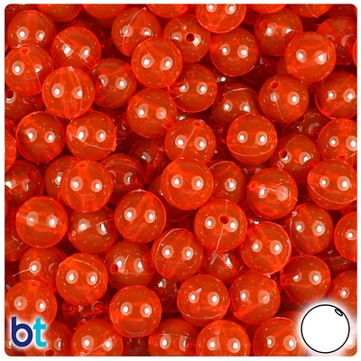 BeadTin Fire Red Transparent 10mm Round Plastic Craft Beads (150pcs)