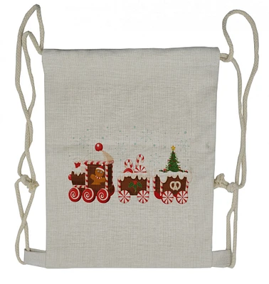 Ambesonne Christmas Drawstring Backpack, Gingerbread Train, Sackpack Bag