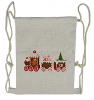 Ambesonne Christmas Drawstring Backpack, Gingerbread Train, Sackpack Bag