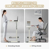 Costway Height Adjustable Computer Desk Sit to Stand Rolling Notebook Table Portable