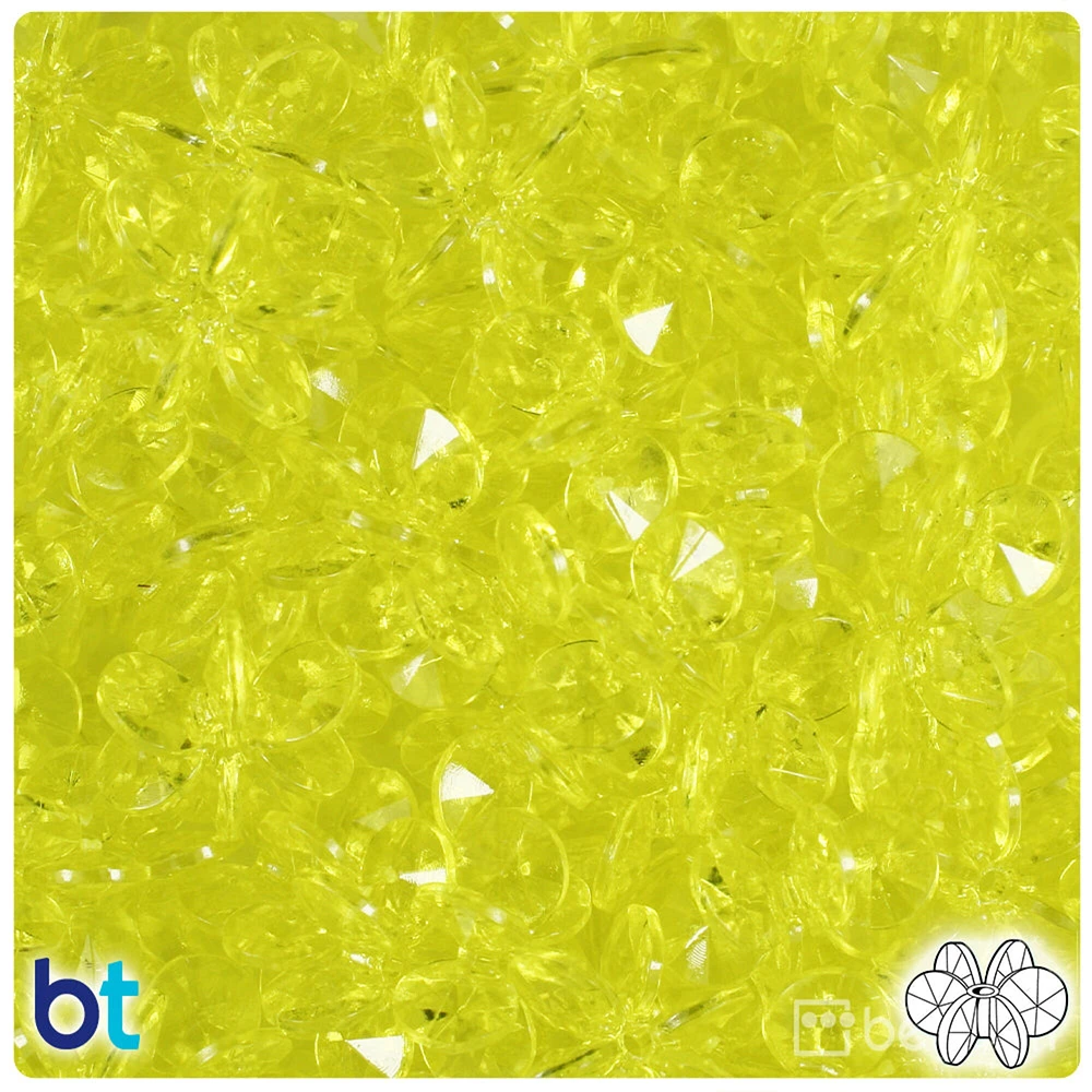 BeadTin Yellow Transparent 18mm SunBurst Plastic Craft Beads (135pcs)
