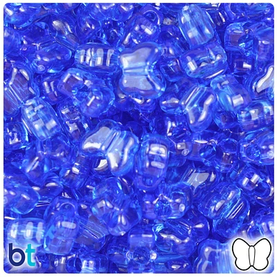 BeadTin Dark Sapphire Transparent 13mm Butterfly Plastic Pony Beads (250pcs)