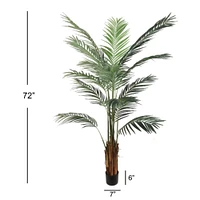 Artificial Areca Palm Tree in Black Pot with 15 Lifelike Silk Fronds | 6-Foot | Indoor Use | Tropical Trees | Home & Office Decor