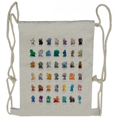 Ambesonne Gemstone Drawstring Backpack, Mineral Geology Theme, Sackpack Bag