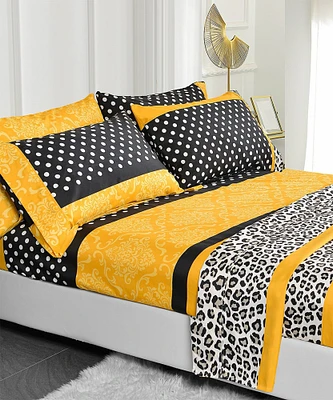 American Home Collection Patchwork Bedding Sheets & Pillowcases Set Brushed Microfiber Wrinkle Free Sheet Set