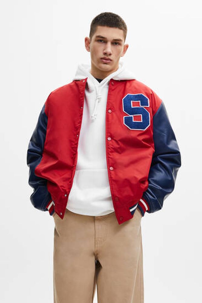 Pull&Bear NFL varsity bomber jacket in red