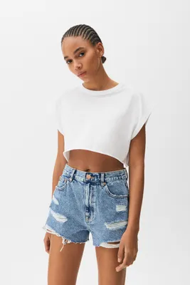 Short en jean mom fit déchiré
