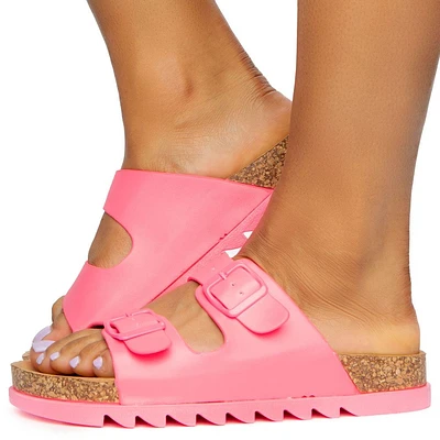 ERASE-01 2 BUCKLE SIDE SANDALS