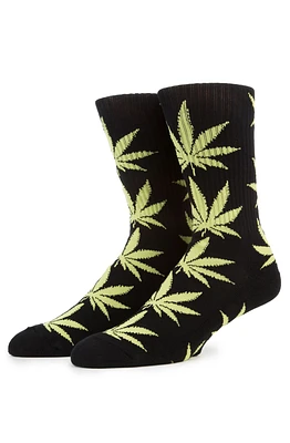THE PLANTLIFE CREW SOCK IN BLACK AND NEON GREEN