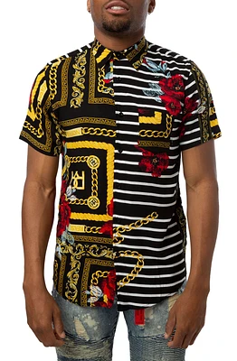 FLORAL & CHAINS WOVEN SHIRT IN