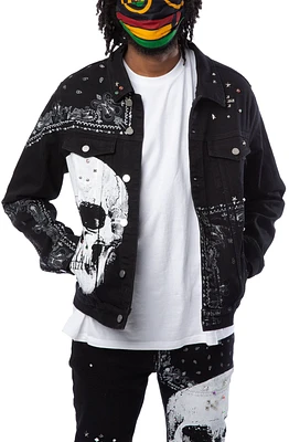 KINGDOM SKULL PRINT DENIM JACKET