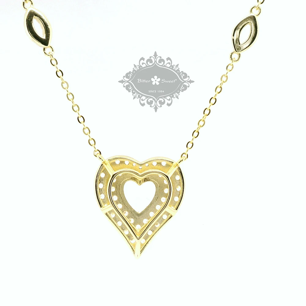 Gold Plated Sterling Silver Heart Cubic Zirconia Necklace 153084