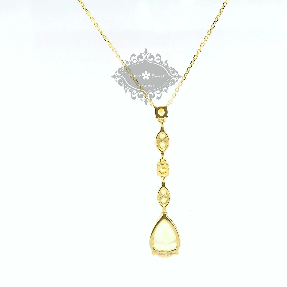 Gold Plated Sterling Silver Yellow Cubic Zirconia Necklace 153417