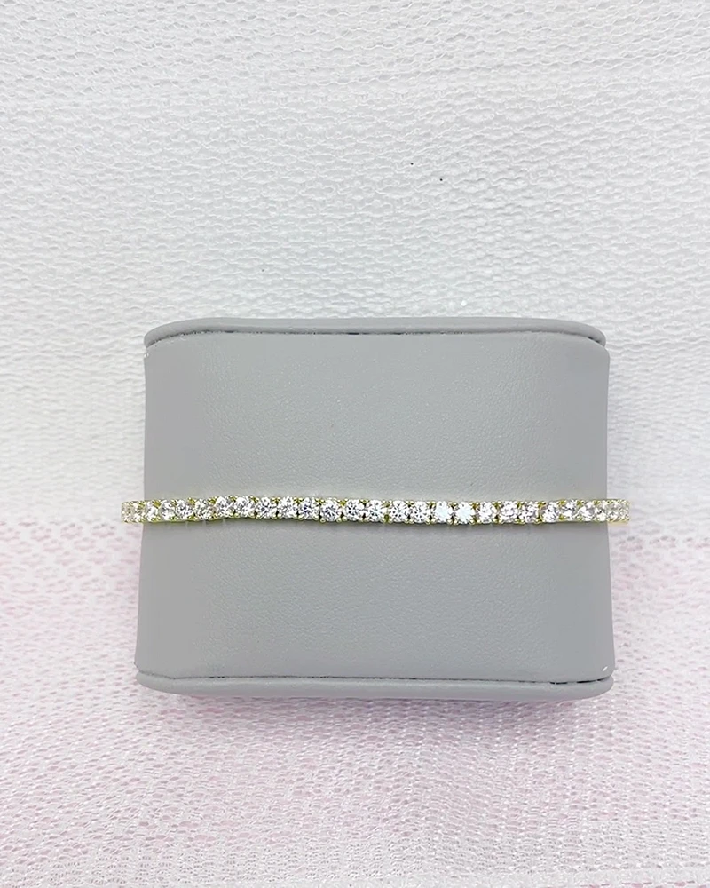 Gold Plated Sterling Silver 3mm Cubic Zirconia Tennis Bracelet 152705