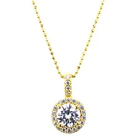 Gold Plated Sterling Silver Cubic Zirconia Round Necklace 143469