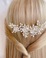 Bridal Gold Flower Pearl Hair Clip 152433