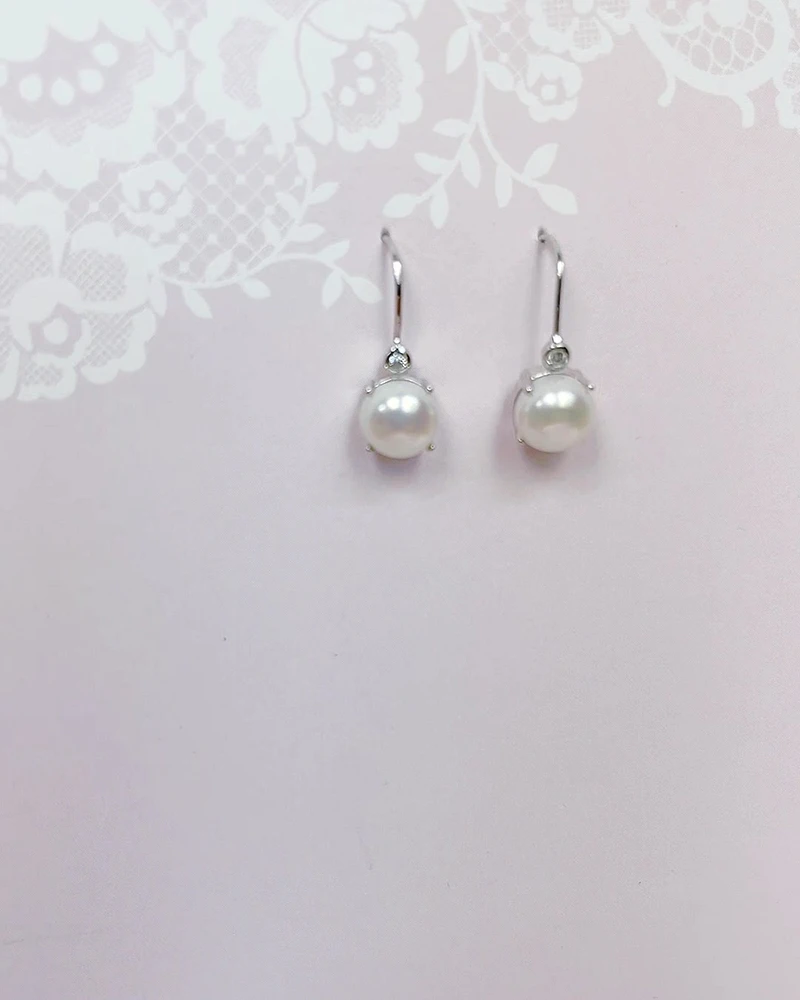 Sterling Silver Cubic Zirconia Pearl Earrings 152288