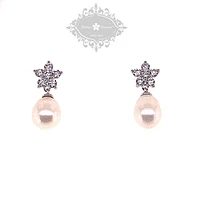 Sterling Silver Cubic Zirconia Pearl Earrings 143288