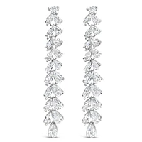 Bridal  Silver Tear Drop Long   Cubic Zirconia Earrings 155162