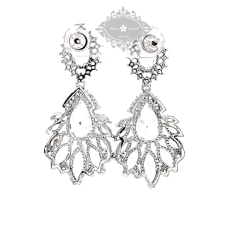 Bridal Silver Cubic Zirconia Drop Earrings 145944