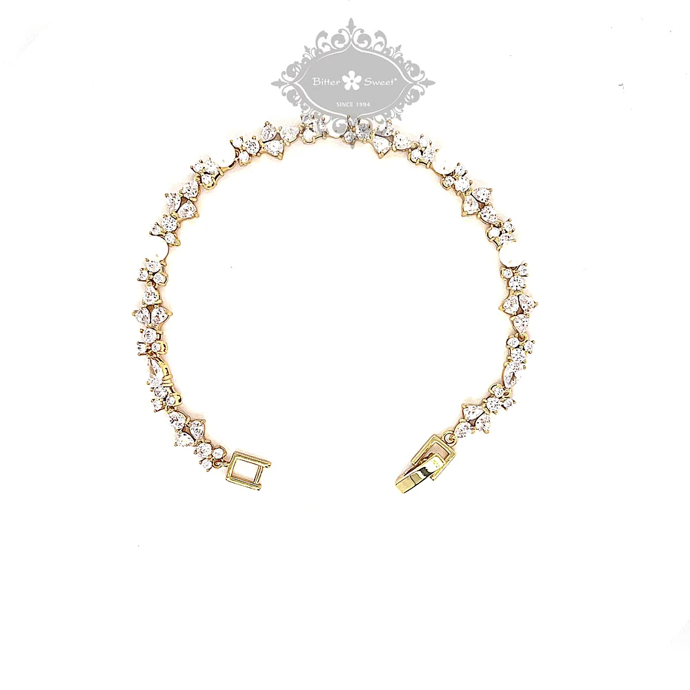 Bridal Gold Pearl Cubic Zirconia Bracelet 145924