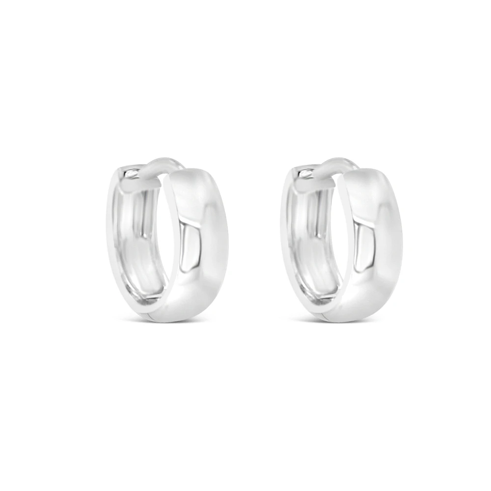 Sterling Silver  Round Plain Huggies Earrings 155078