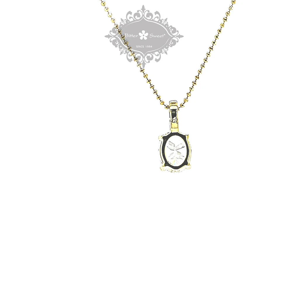 Gold Plated Sterling Silver Oval Cubic Zirconia Necklace 147710