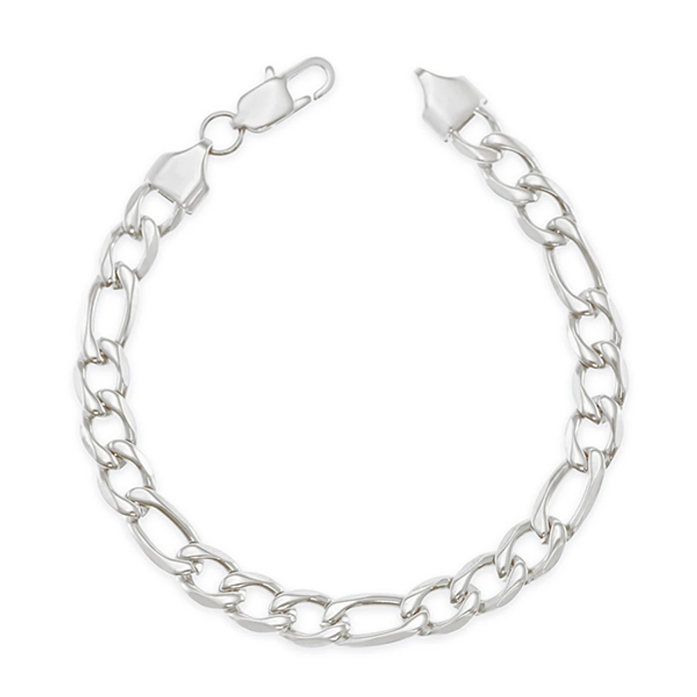 Stainless Steel Silver 7mm Figaro Bracelet 148741