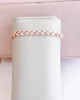 Bridal Rose Gold Cubic Zirconia Marquise Leaf  Bracelet 155187