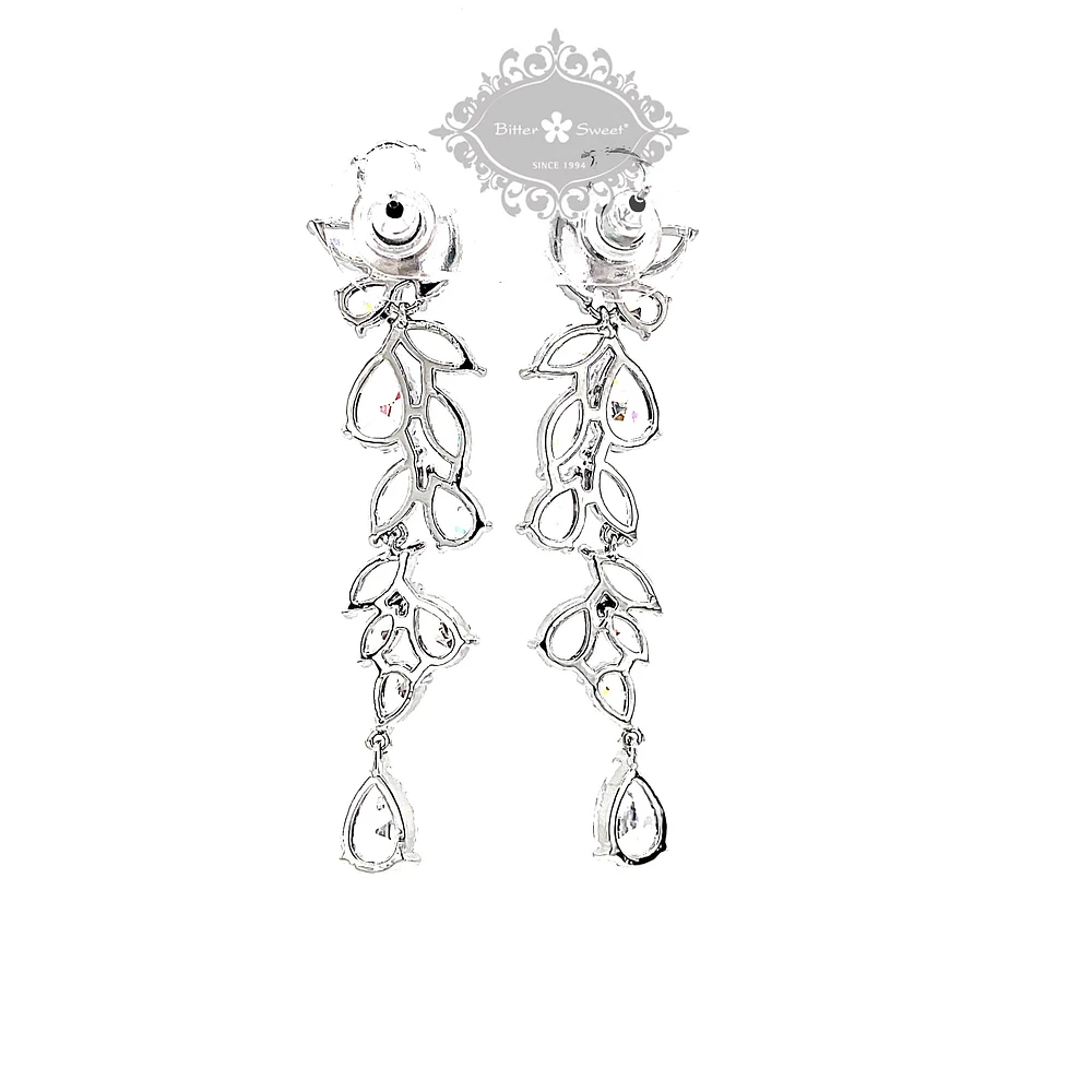 Bridal Silver Cubic Zirconia Drop Earrings 142879