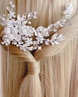Bridal Silver Matte  Gold Flower  Hair Comb137611