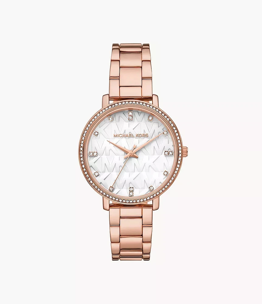 Michael Kors Pyper Three-Hand Rose Gold-Tone Alloy Watch MK4594 154469