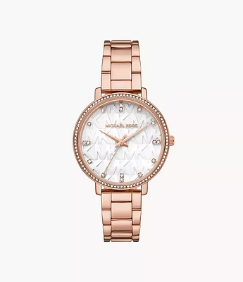 Michael Kors Pyper Three-Hand Rose Gold-Tone Alloy Watch MK4594 154469