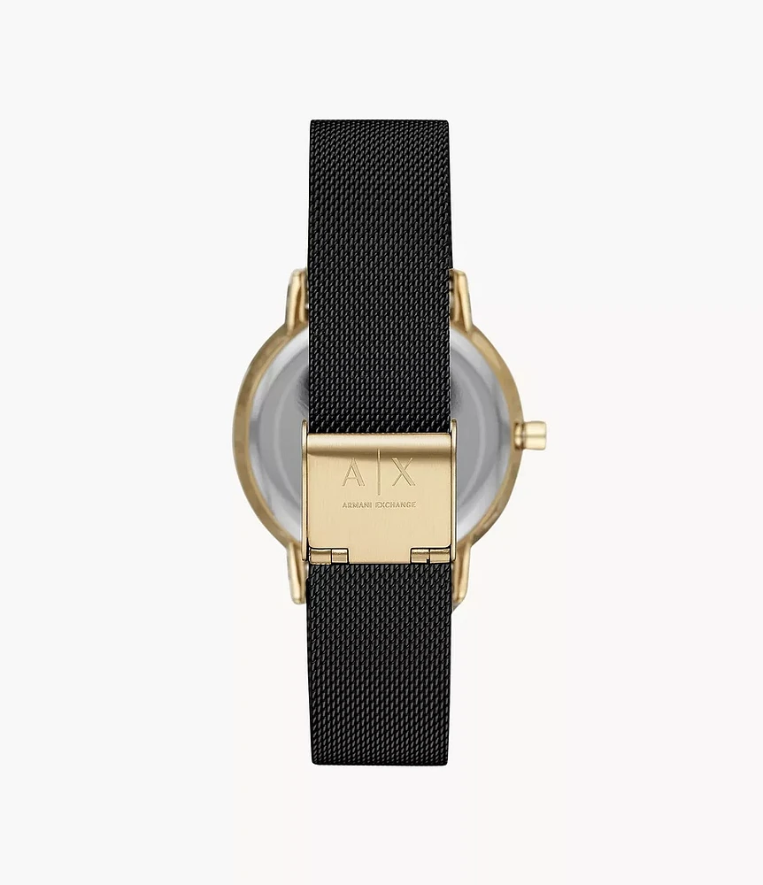 Armani Exchange Three-Hand Black Mesh Steel Watch 154679