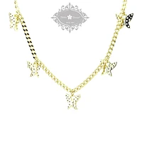 Gold Plated Sterling Silver Cubic Zirconia Butterfly Necklace