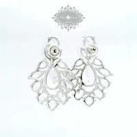 Bridal  Silver Tear Drop Jewel Cubic Zirconia Earrings 155177