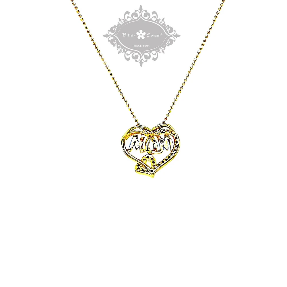 Gold Plated Sterling Silver Cubic Zirconia Mom Necklace