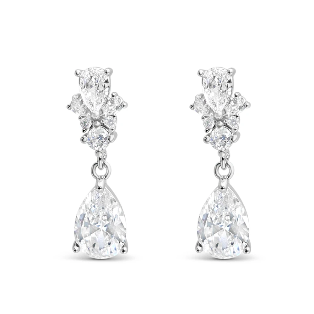 Bridal Silver Cubic Zirconia Earrings 155170