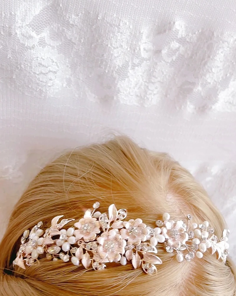Bridal Rosegold Flower Headband 152451