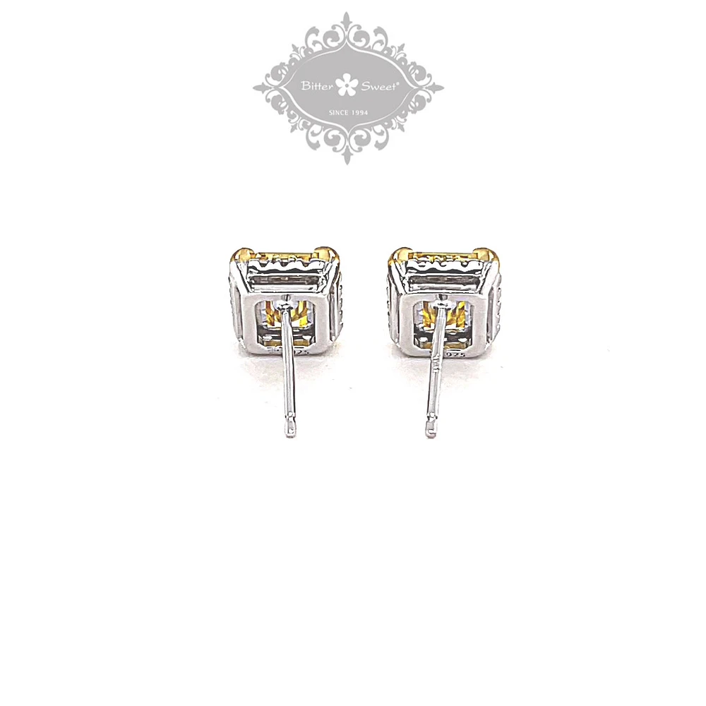 Sterling Silver Yellow Cubic Zirconia Earrings 151559
