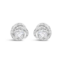 Sterling Silver  Round Twist Cubic Zirconia Earrings 155049
