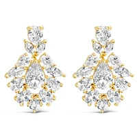 Bridal  Gold Tear Drop Jewel Cubic Zirconia Earrings 155178